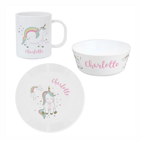 Personalised Unicorn 3pc Plastic Breakfast Set £29.99